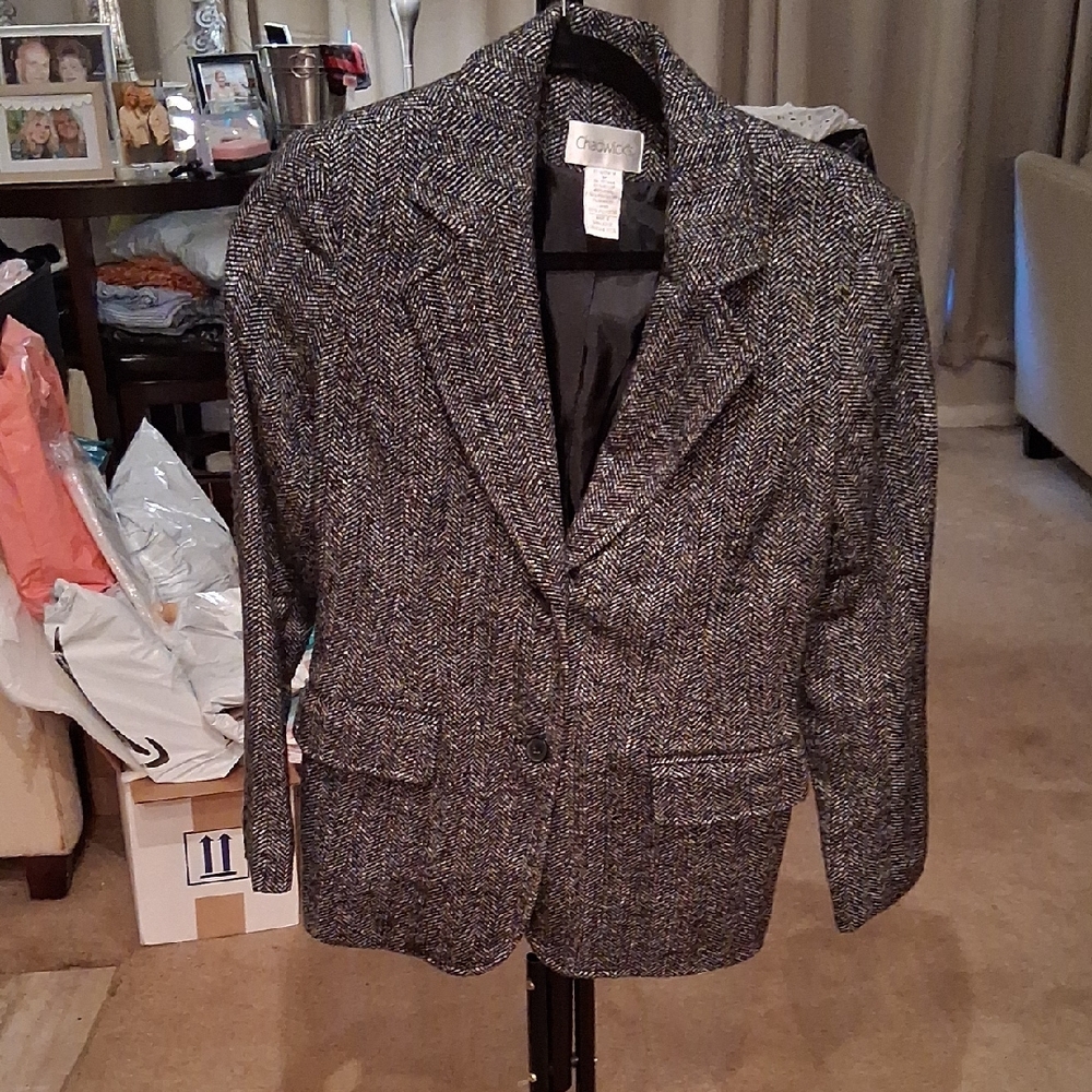 Chadwicks Textured Black and Gray Blazer